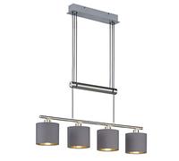 Trio-Leuchten Suspension Garda – 4 lumières, nickel mat, métal – Taupe