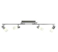 Trio-Leuchten - 821410405 - Plafonnier LED - 4 x 5W LED incluses - Aluminium brossé/chrome - Verre blanc - 2 articulations - Largeur : max. 100 cm