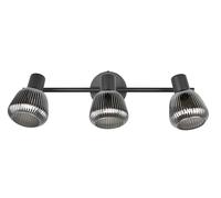 TRIO Leuchten Barre des spots TARIFA 862800332, Métal Noir Mat, Verre Chrome Vaporisé, excl. 3x E14