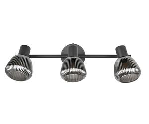 TRIO Leuchten Barre des spots TARIFA 862800332, Métal Noir Mat, Verre Chrome Vaporisé, excl. 3x E14