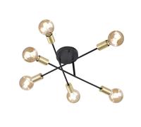 Trio-Leuchten Plafonnier Cross 606700632 – Métal, 6 sources lumineuses E27, Noir mat