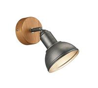 Trio-Leuchten Applique murale Delhi métal nickel mat antique bois clair sans ampoule E14
