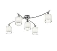 Trio-Leuchten Plafonnier Garda – Nickel mat, abat-jour en tissu blanc, E14