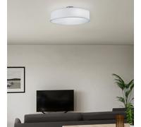 Trio-Leuchten Plafonnier Hotel 603900301 - 3×E27, abat-jour tissu blanc, Ø50 cm, nickel mat
