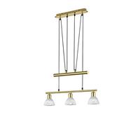 Trio-Leuchten Lustre Levisto 371010308 – Suspension LED laiton mat, verre albâtre blanc – Or