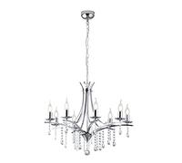 Trio Leuchten Lucerna 101600806 Lustre en métal chromé avec abat-jour en verre transparent 8 ampoules E14, Chrom