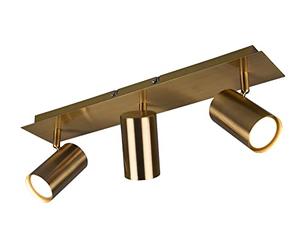 Trio Leuchten Marley 802400304 Lot de 3 barres de spot en métal vieilli avec 3 ampoules GU10, Laiton Antique