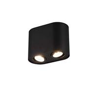 Trio Leuchten Plafonnier Cookie 612900232, métal noir mat, sans 2 ampoules GU10