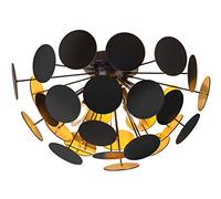 Trio Leuchten Plafonnier Discalgo 609900332 - En métal noir mat - Avec disques en plastique noir/doré - Non inclus 3 ampoules E14-54 x 54 x 30 cm - Noir mat/doré