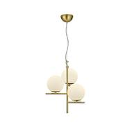 Trio Leuchten Pure 302000308 Suspension en métal laiton mat et verre blanc 3 ampoules E14