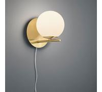 Applique murale pour chambre à coucher, boule en verre et laiton, pour montage mural, interrupteur à bascule, douille 1x E14, LxH 18x20 cm