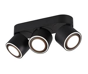 Trio Leuchten SLV Taurus 652910332 Plafonnier à encastrer en métal noir mat 3 x 3,5 W + 3 x 1,5 W