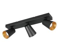 Trio-Leuchten Spot mural 3 lampes SHARP 817100332 métal noir mat couvercle doré/noir sauf 3x GU10