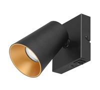 Trio Leuchten Spot mural SHARP 817170132, Métal Noir mat, Couvercle doré/noir, excl. 1x GU10