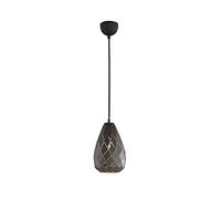 Trio-Leuchten Suspension Onyx – métal anthracite, intérieur doré, câble tissu noir, 1x E27 42W