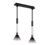 Trio Leuchten suspension Stanley 319500232, métal noir mat, verre fumé, sauf 2x E27