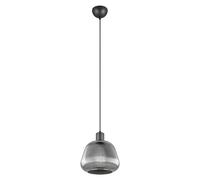 Trio-Leuchten Suspension Tarifa 362800132 E27 métal noir mat verre chrome vaporisé - ampoule exclue