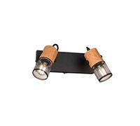 Trio-Leuchten Plafonnier spot Tosh 804370232 métal bois noir mat sans 2 ampoules E14