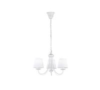 Trio-Leuchten Lustre Cortez 3×E14 max. 28 W abat-jour tissu blanc mat corps métal Ø47×H150 cm