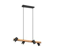 Trio Marley Plafonnier Suspendu Moderne À 4 Lumières, Noir Mat, Bois