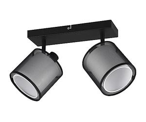 Trio, Spot, Burton 2xE14, max.28,0 W Organza, Fumé, Corps: Métal, noir mat L:32,5cm, L:18,0cm, H:19,5cm Montage au plafond et au mur,IP20,Sans illuminant, Größe