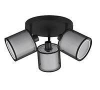 Trio, Spot, Burton 3xE14, max.28,0 W Organza, Fumé, Corps: Métal, noir mat Ø:49,0cm, H:22,0cm IP20,Sans illuminant