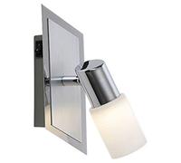 TRIO, Spot, Clapton incl. 1 x LED,SMD,4,5 Watt,3000K,400 Lm. Verre mat, Blanc balayé, Corps: metal, Chrome L:7,0cm, H:20,0cm, P:16,0cm IP20,Interrupteur,OSRAM Inside,Montage au mur