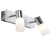 TRIO, Spot, Clapton incl. 2 x LED,SMD,4,5 Watt,3000K,400 Lm. Verre mat, Blanc balayé, Corps: metal, Chrome L:36,0cm, L:7,0cm, H:18,5cm IP20,Interrupteur,OSRAM Inside,Montage au mur
