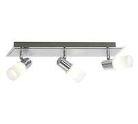 TRIO, Spot, Clapton incl. 3 x LED,SMD,4,5 Watt,3000K,400 Lm. Verre mat, Blanc balayé, Corps: metal, Chrome L:50,0cm, L:7,0cm, H:18,5cm IP20,OSRAM Inside