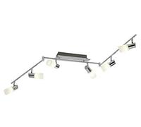 TRIO, Spot, Clapton incl. 6 x LED,SMD,4,5 Watt,3000K,400 Lm. Verre mat, Blanc balayé, Corps: metal, Chrome L:150,0cm, L:8,0cm, H:24,0cm IP20,OSRAM Inside