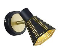 Applique avec spot orientable lampe de lit noir or, métal, perforations décoratives, E14, LxH 9,5x17 cm, Trio Leuchten 800300132