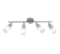TRIO, Spot, Jones incl. 4 x LED,E14,4,0 Watt,3000K,320 Lm. Verre, Blanc, Corps: metal, Nickel mat L:60,0cm, L:10,0cm, H:18,0cm IP20