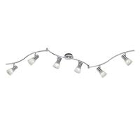TRIO, Spot, Levisto incl. 6 x LED,E14,5,0 Watt,3000K,470 Lm. Verre, Albâtre, Corps: metal, Nickel mat L:180,0cm, L:11,0cm, H:21,0cm IP20