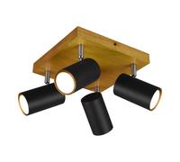 Trio Spot plafond 4 lampes - Bois clair