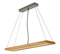 Trio, Suspension, Brad incl. 1 x LED,SMD,27,0 Watt,3000K,3400 Lm. Corps: Bois naturel, couleur de bois L:100,0cm, L:20,0cm, H:150,0cm