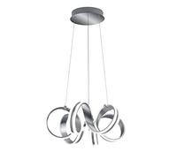 Trio, Suspension, Carrera incl. 1 x LED,SMD,38,0 Watt,3000K,4400 Lm. Plastique, Blanc, Corps: Métal, Aluminium balayé Ø:55,0cm, H:150,0cm Réglable avec interrupteur,IP20,Réglable en hauteur