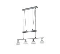 TRIO, Suspension, Levisto incl. 4 x LED,E14,4,9 Watt,3000K,470 Lm. Verre, Albâtre, Corps: Métal, Nickel mat L:80,0cm, L:11,0cm, H:160,0cm Hauteur réglable,Non variable
