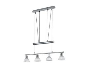 TRIO, Suspension, Levisto incl. 4 x LED,E14,4,9 Watt,3000K,470 Lm. Verre, Albâtre, Corps: Métal, Nickel mat L:80,0cm, L:11,0cm, H:160,0cm Hauteur réglable,Non variable