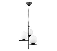 Trio, Suspension, Pure 3xE14, max.28,0 W Verre, Blanc, Corps: Métal, noir mat Ø:40,0cm, H:150,0cm IP20,Sans illuminant,Réglable en hauteur