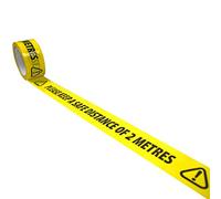 Triplast Ruban adhésif d'avertissement « Please Keep A Safe Distance of 2 m » | Ruban adhésif en vinyle jaune résistant