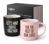 Triple Gifffted Ensemble de tasses à café Let's Have Coffee Together, cadeaux de fiançailles pour couple, mariée et marié, fête prénuptiale, lui et elle, Mr et Mme, Noël, Saint-Valentin, céramique 380