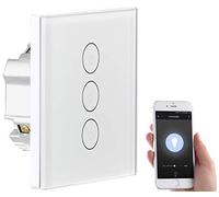 Luminea Home Control Triple interrupteur tactile connecté LHC-103.on Verre Domotique Noir