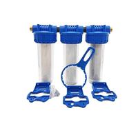 Triple Porte Filtre 9"3/4-20/27 Avec Cartouche 60 µm + 20µm + Filtre 2 En 1 (ca + 5µm)