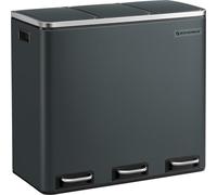 Triple Poubelle De Cuisine 3 X 18 L, Poubelle À Pédale À 3 Compartiments Avec Couvercles Soft-Close, Seaux En Plastique