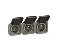 Legrand Prise triple 2P+T Plexo 069844L composable étanche horizontale anthracite