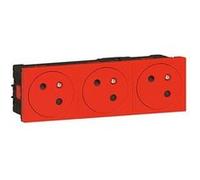 Legrand 077153L Triple Prise de à Détrompage Surface Mosaic Link Raccordement Latéral, Courant 2P+T, 6 Modules, Rouge