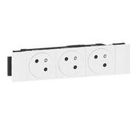 Legrand Prise triple Soluclip 3x2P+T pour goulotte Mosaic surface blanc 6 modules