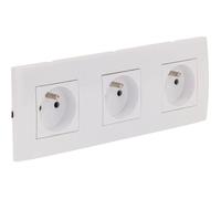 Triple prise encastrée + plaque de finition Kalya - Blanc - Zenitech