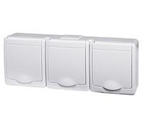 Triple prise Schuko à montage en saillie IP44 16 A/250 V Pour pièces humides WE