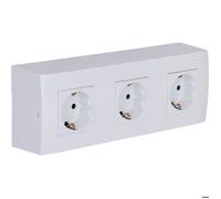 Zenitech - Triple prise Schuko en saillie + plaque de finition - Blanc - Kalya blanc